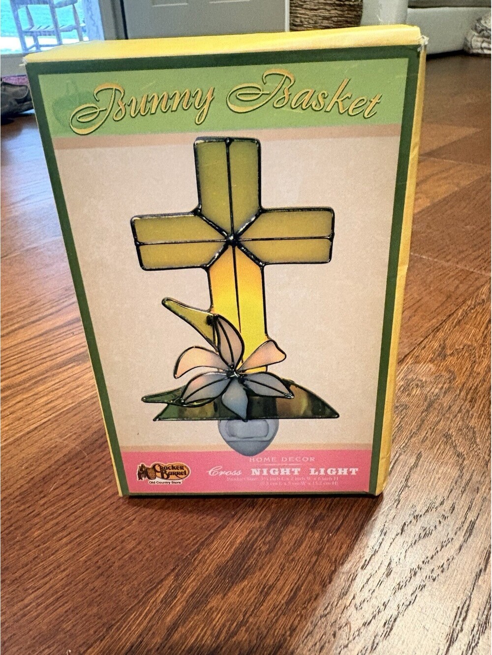 Cracker Barrel Stained Glass “Bunny Basket ” Night Light Cover Religious Décor